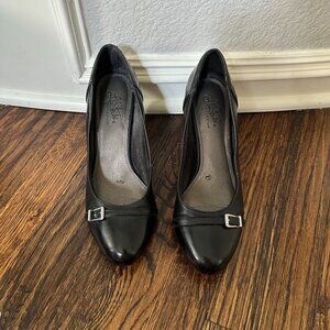 Life Stride Black Buckle Heels - Size 10